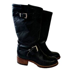 Code West Black Leather Engineer Boots Size &